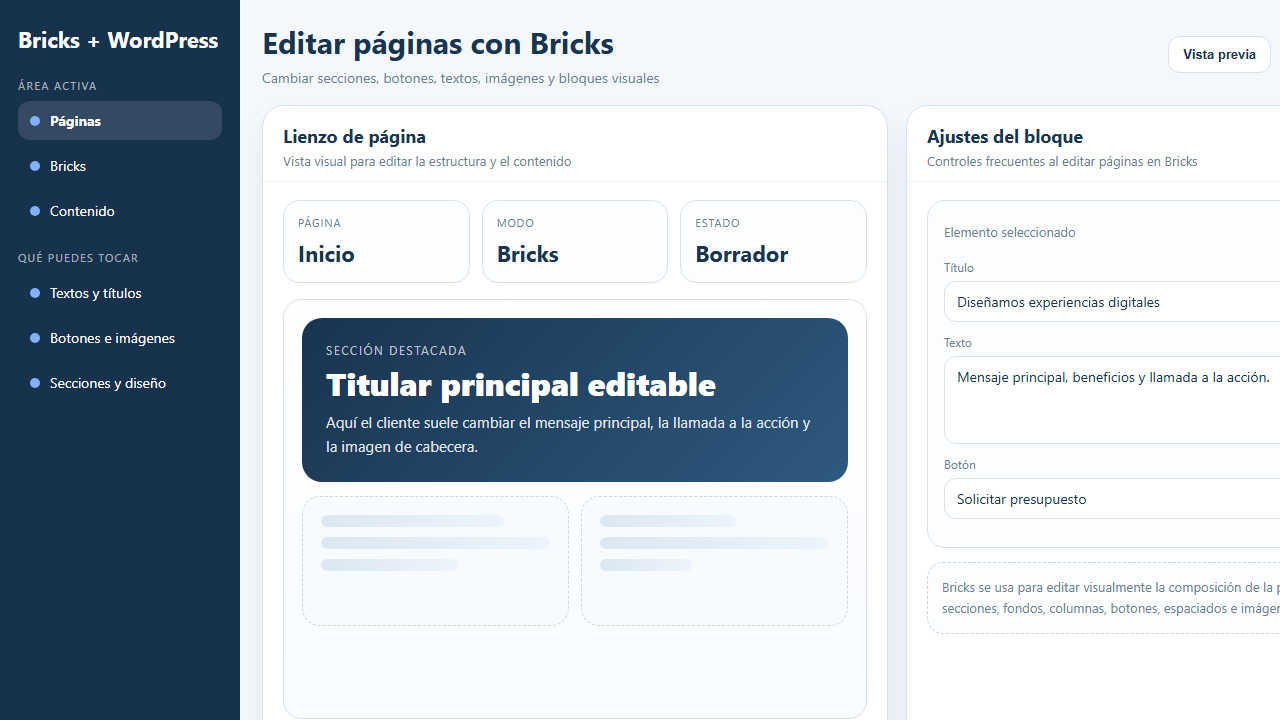 Edici&oacute;n gen&eacute;rica de p&aacute;ginas con Bricks