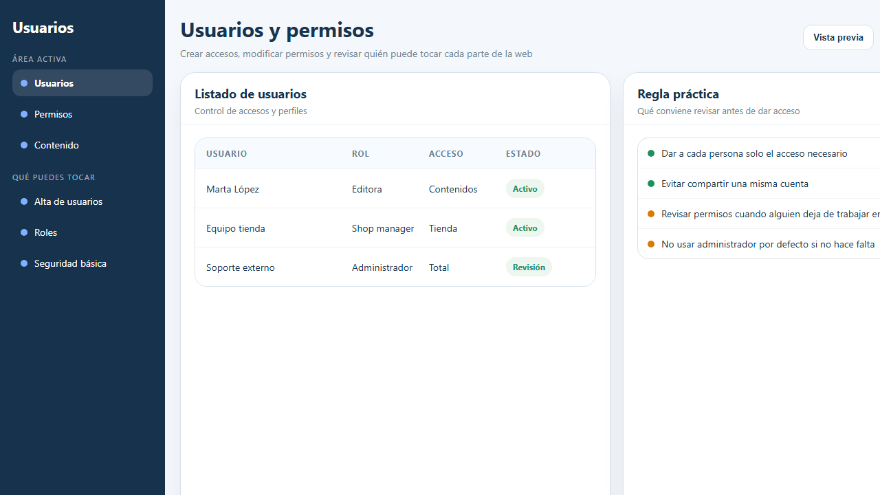Usuarios gen&eacute;ricos WordPress